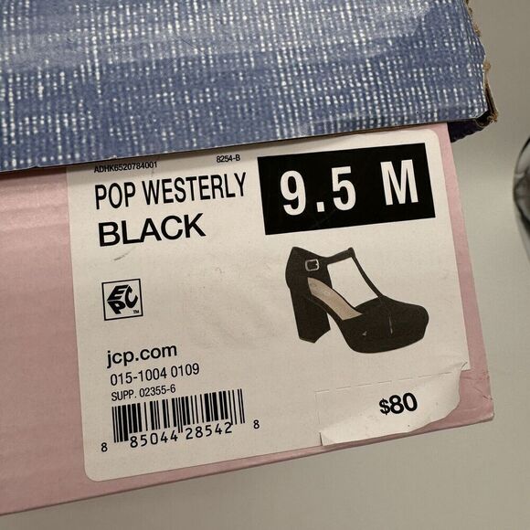 Pop Westerly Platform Block‎ Heel Maryjane New Size 9.5 Black Y2K Strappy - Picture 11 of 11